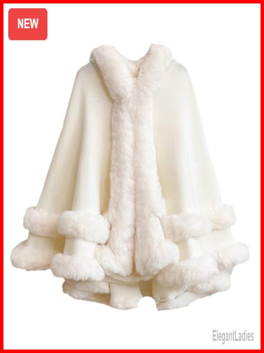 Oversized Knitted Shawl Wrap Faux Fur Trim Open Front Poncho Cardigan Cape